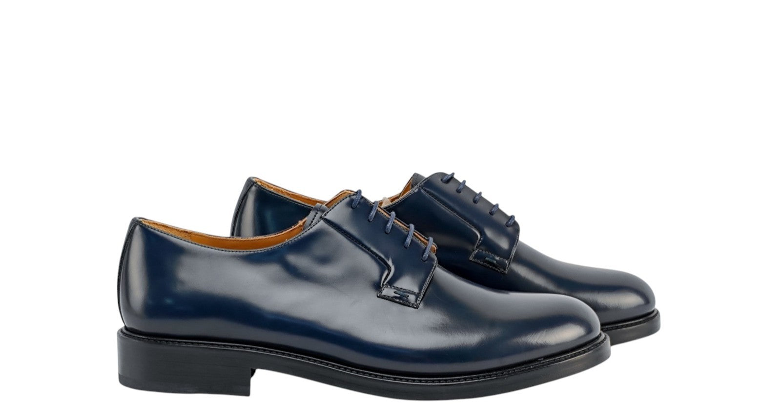 1200$ TESTONI "Vietri" Derby Shoes Brush Off Calf Navy 8 UK / 9 US / 42 IT