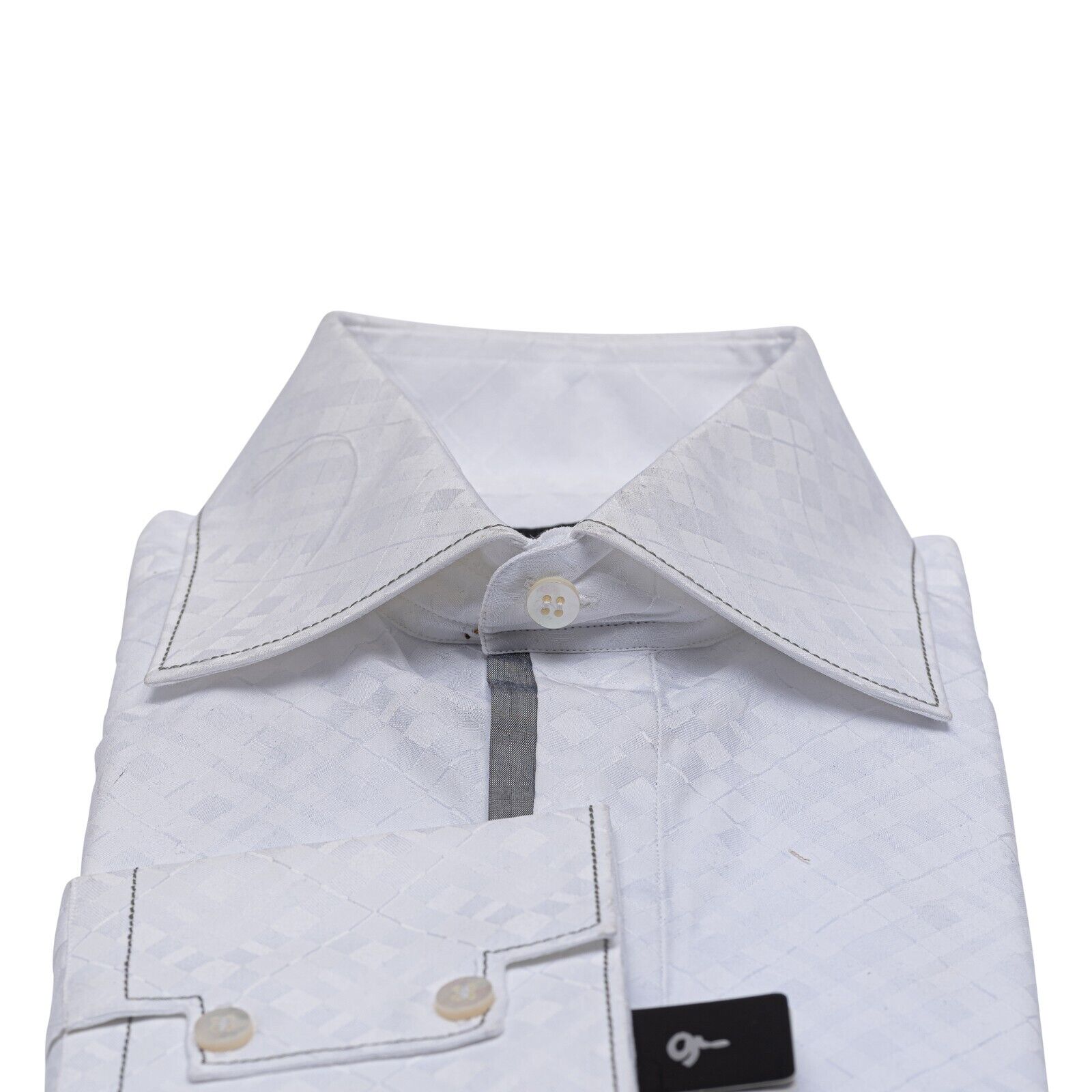 690$ LUXURY GERLIN Shirt White ALUMO Jacquard Cotton 16 - 41 4AI BIJAN
