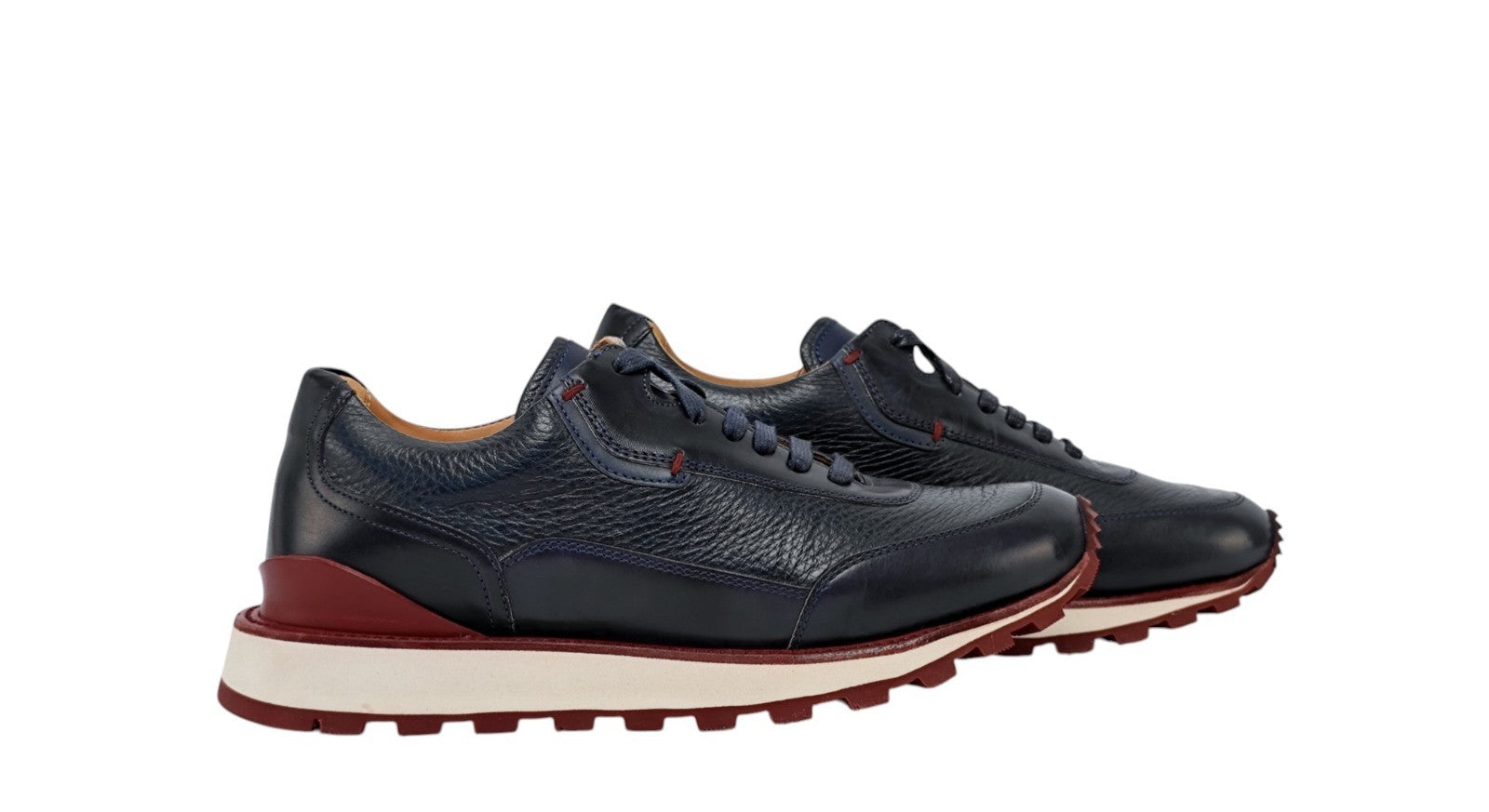 1100$ TESTONI "Moena" Blue Sneaker Nabuk Calf + Deerskin 8 UK / 9 US / 42 IT