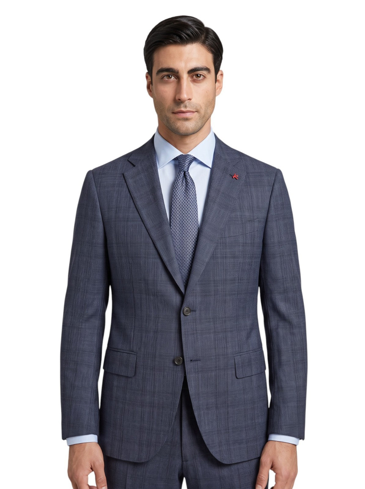 $6700 ISAIA "Sanita" Blue Suit Wool Glen Plaid Comfort Project 42 US / 52 EU 7R