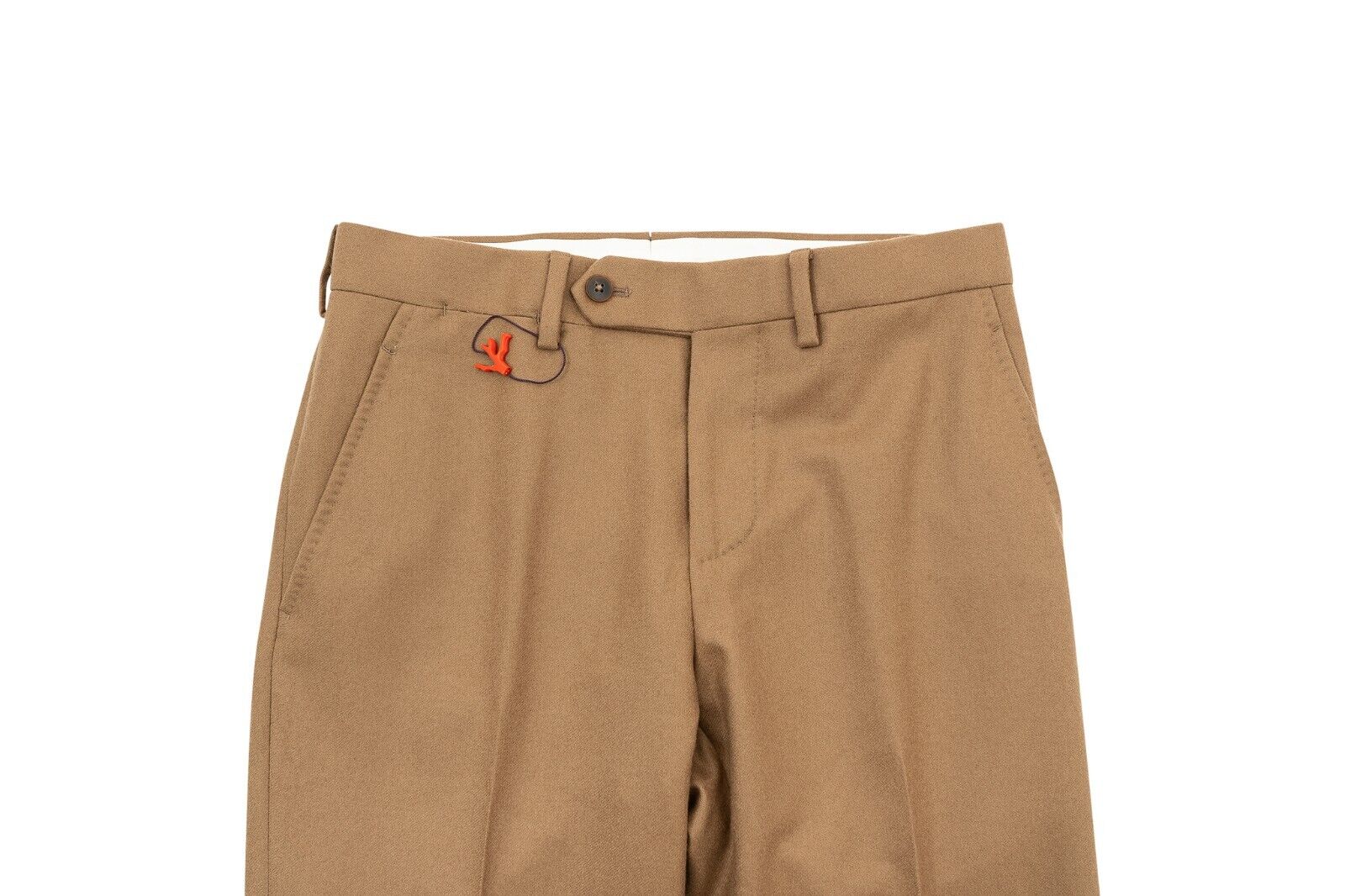 1250$ ISAIA NAPOLI Camel Hand-Sewn Sartorial Dress Pant Stretch Wool Twill