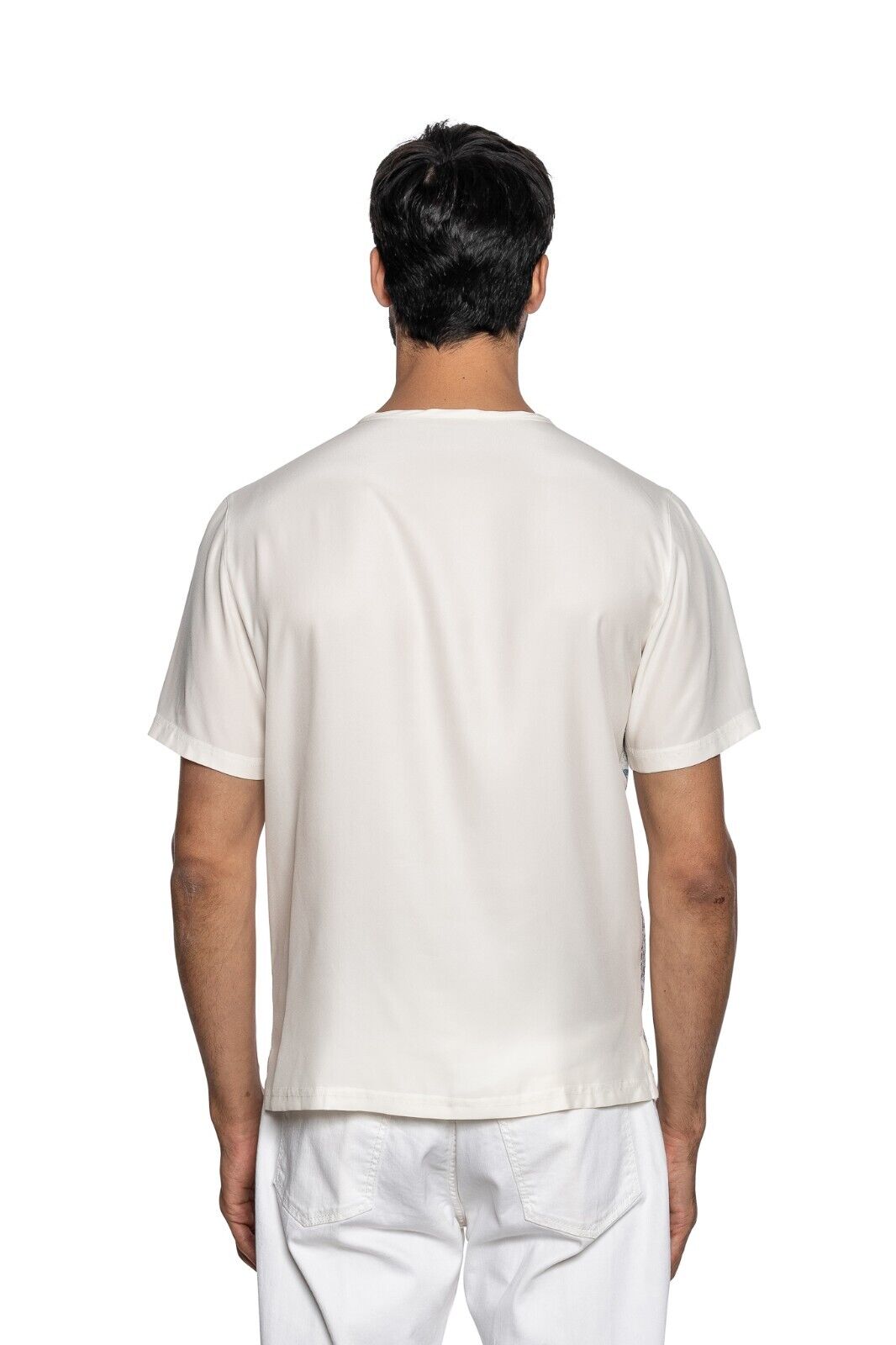 750$ ITALO FERRETTI T-Shirt White "JEWELS" 100% Silk + Strass Size L ZILLI