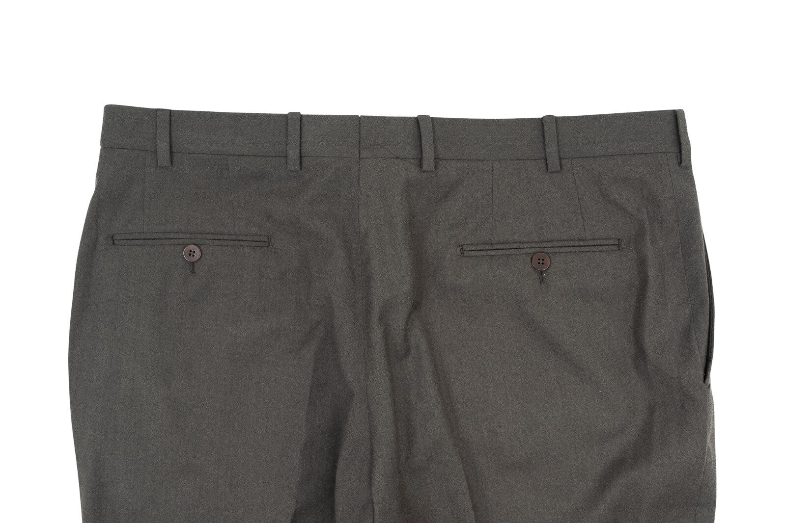 1250$ ISAIA NAPOLI Dark Olive Hand-Sewn Dress Pant Worsted Wool  40 US / 56 EU