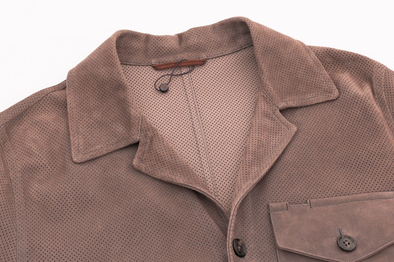 $3500 ISAIA NAPOLI Antique Pink Overshirt Jacket Perforated Lambskin 38 US 48 EU