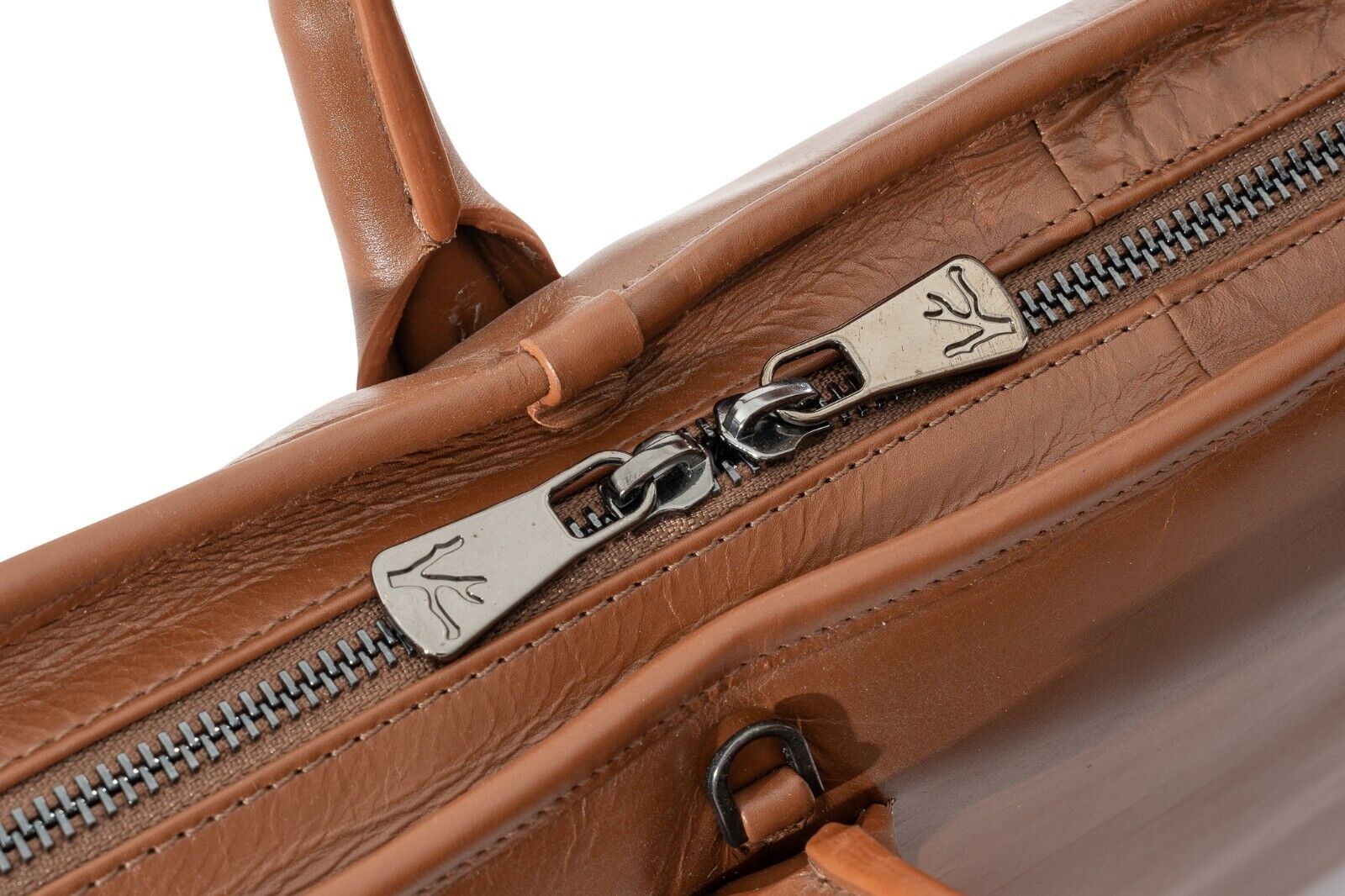 $2900 ISAIA NAPOLI Brown Leather Bag Briefcase PC Case Shoulder Strap Office Bag