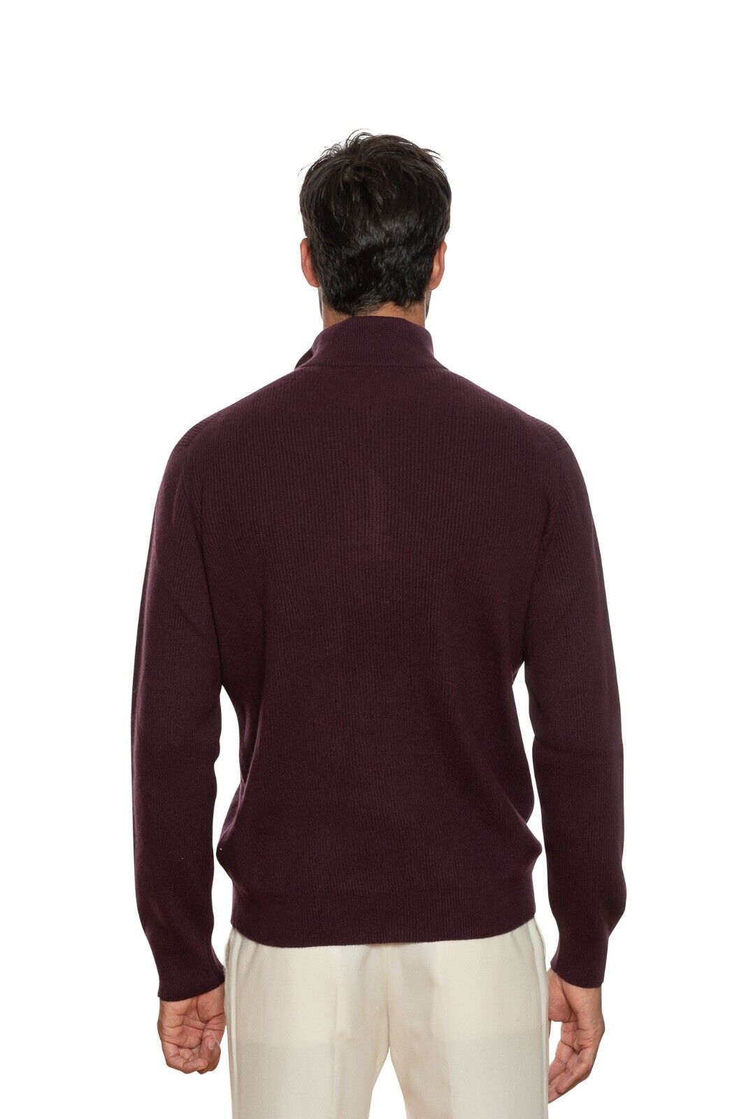950$ DELLA CIANA CASHMERE Half Zip Sweater 100% Cashmere + Leather 42 US / 52 EU
