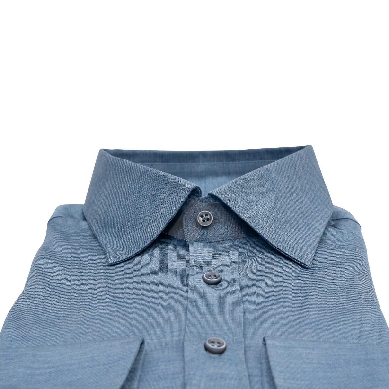 1400$ MAROL BOLOGNA Hand-Sewn Shirt Blue 100% COMO SILK Jersey 15.5 - 39