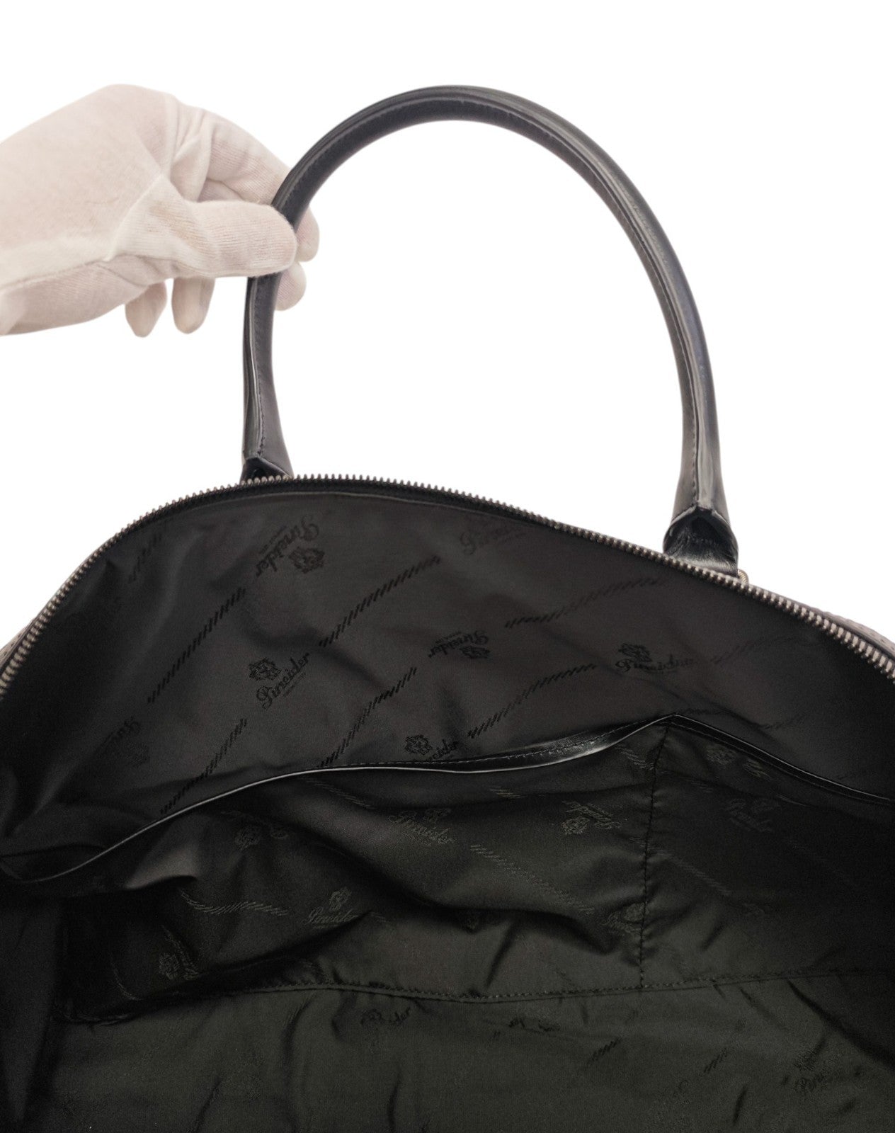 1550$ PINEIDER FIRENZE Embossed Empress Calf Large Duffle Bag Travel Black