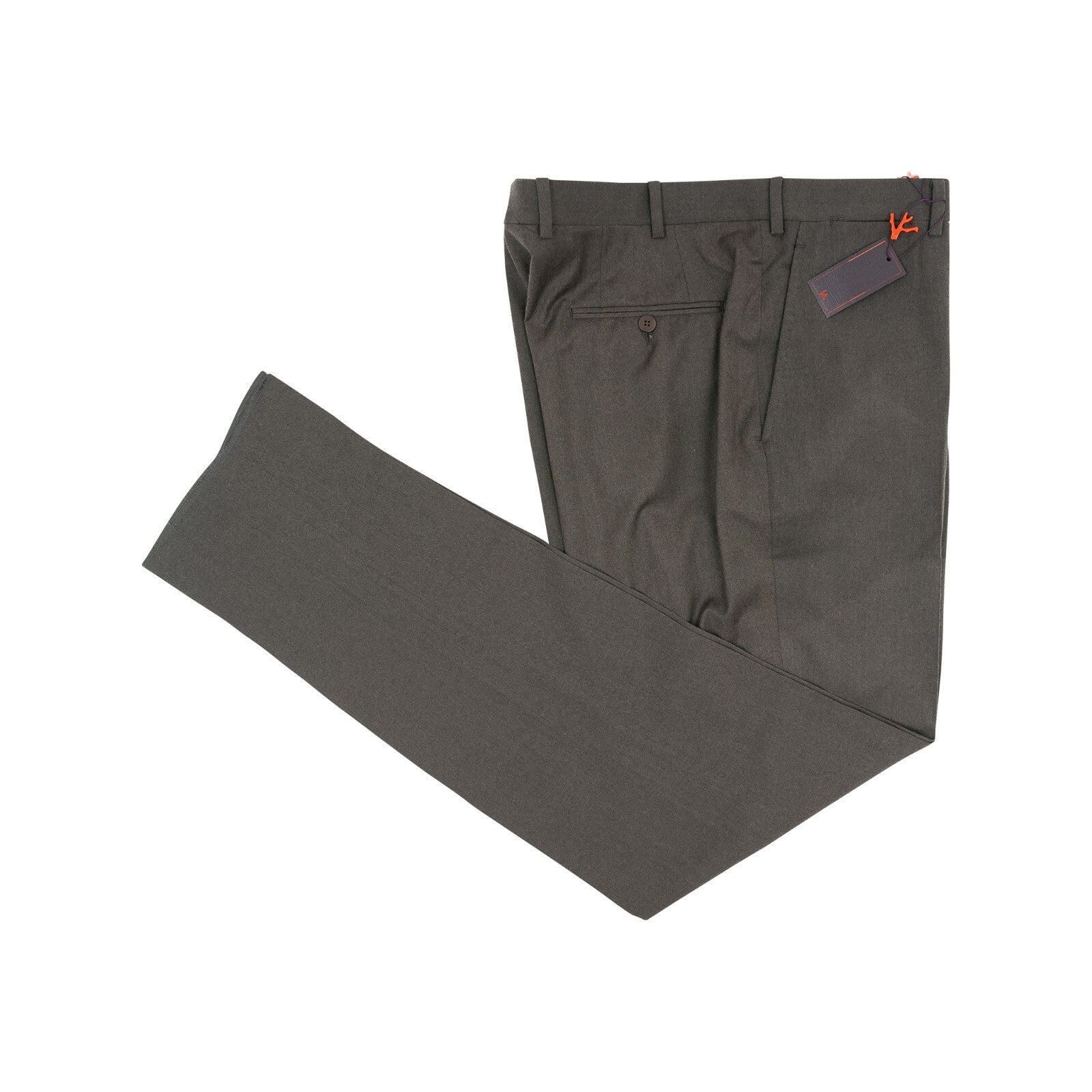 1250$ ISAIA NAPOLI Dark Olive Hand-Sewn Dress Pant Worsted Wool  40 US / 56 EU