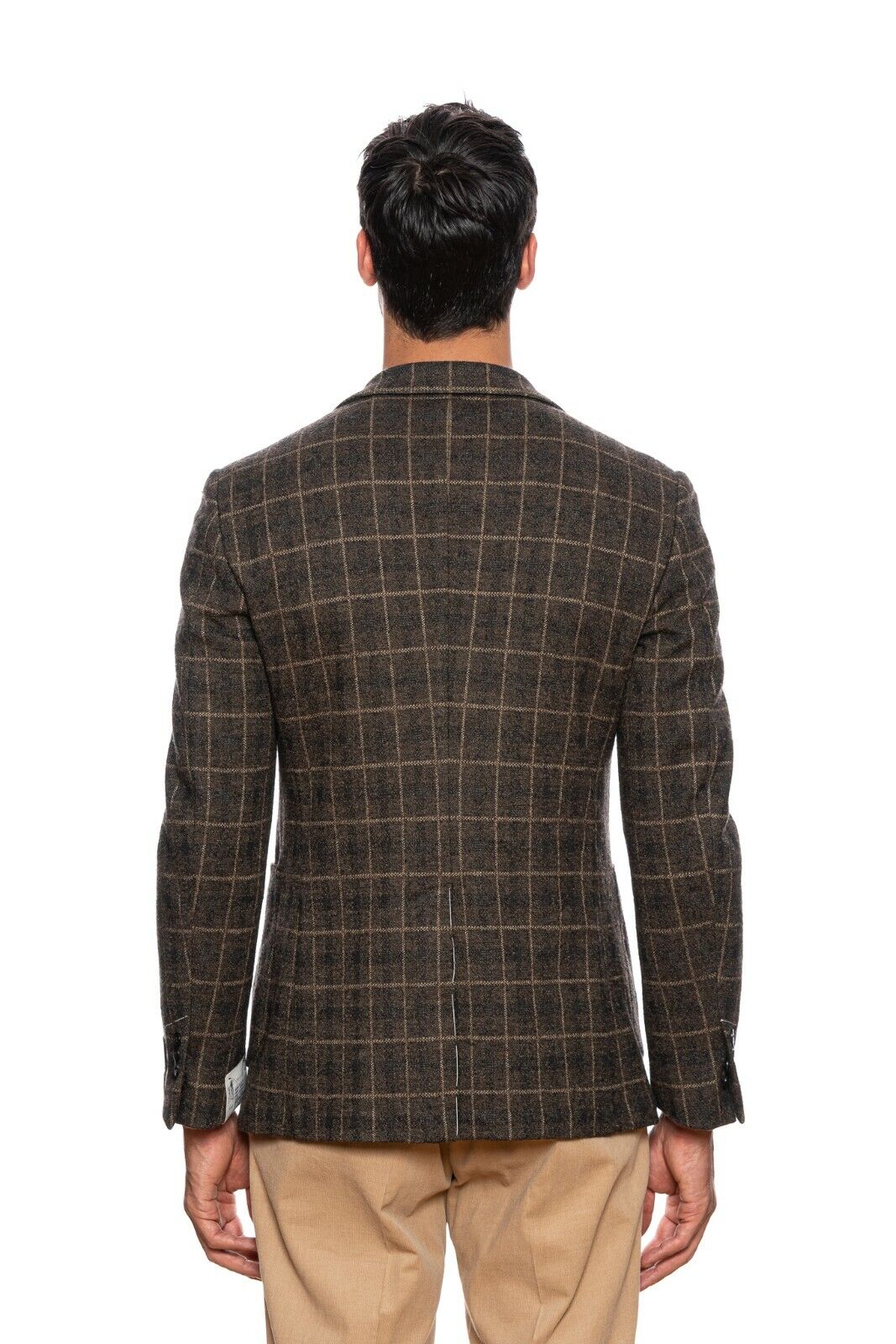 $2380 BELVEST Brown Wool Blend Windowpane Jacket 42 US / 52 EU Drop 8R F/W 2018