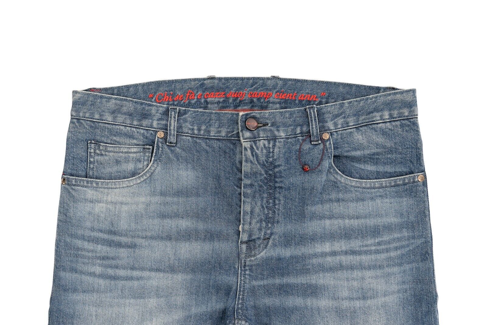 690$ ISAIA NAPOLI Blue Denim Jeans Trousers Pant Cotton 34 US / 50 EU Slim Fit