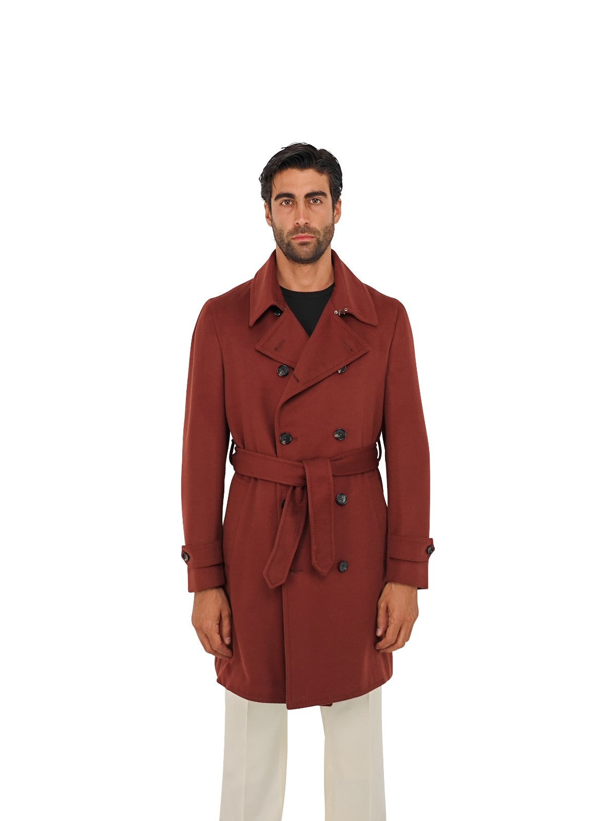 7.2K ISAIA NAPOLI Rust Double Breasted Trench Coat 100% Cashmere 38 US / 48 EU
