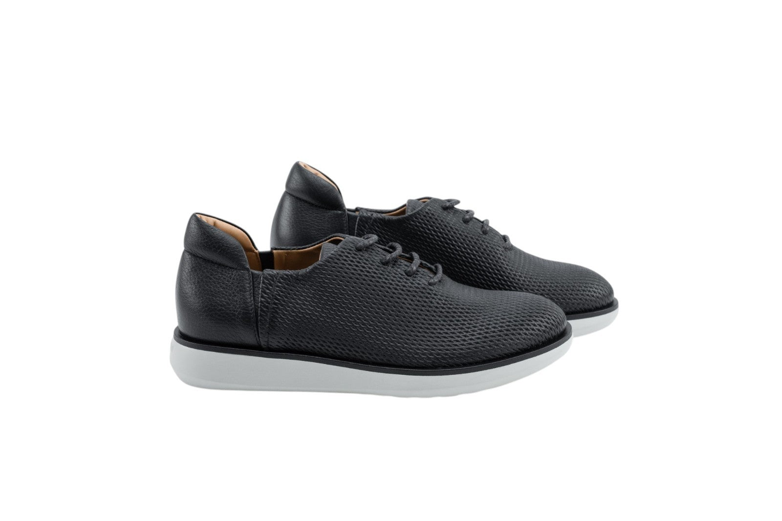 1050$ GIORGIO ARMANI Sneakers Shoes blue Midnight Textured Leather Lace-Up