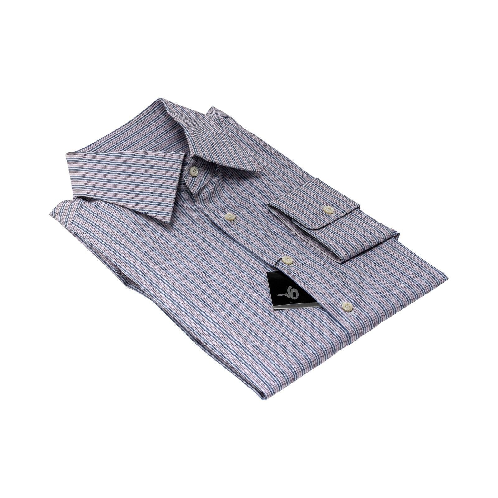 690$ LUXURY GERLIN Shirt Striped Pink Fine Cotton 16 - 41 7Z BIJAN