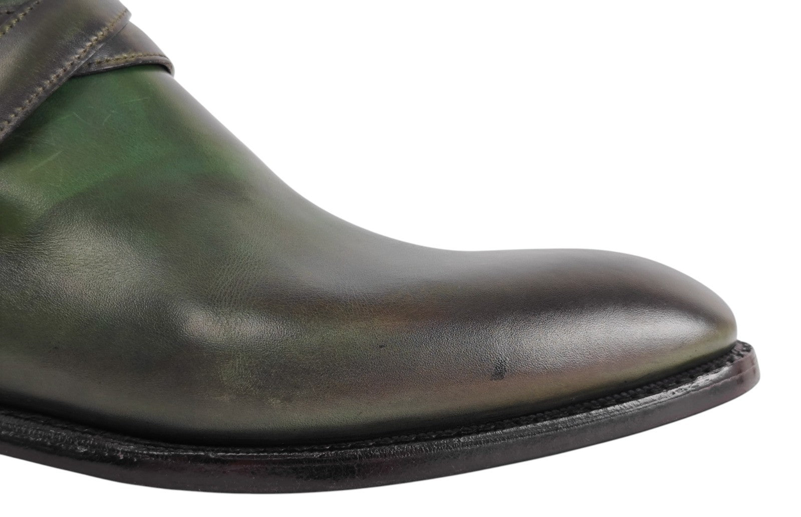 1650$ TESTONI "Piuma" Ankle Boot Hand Patina Calf Green Forest 8 UK 9 US 42 IT