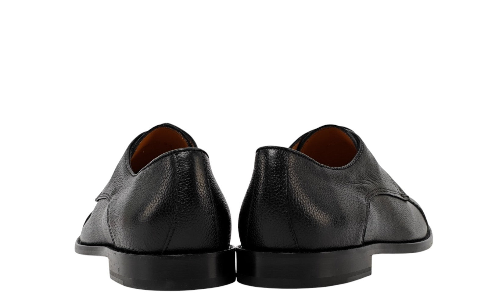 1200$ TESTONI "Numana" Black Derby Shoes Soft Grain Calf 8 UK / 9 US / 42 IT