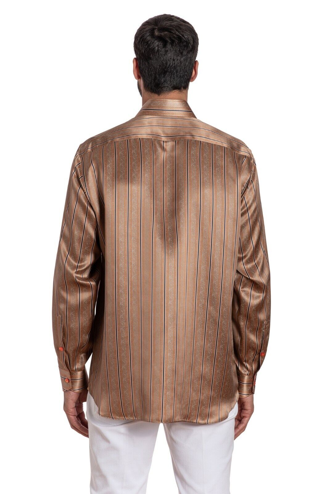 LUXURY 1400$ GERLIN Limited Edition Shirt Brown 100% Silk 16-41 BIJAN