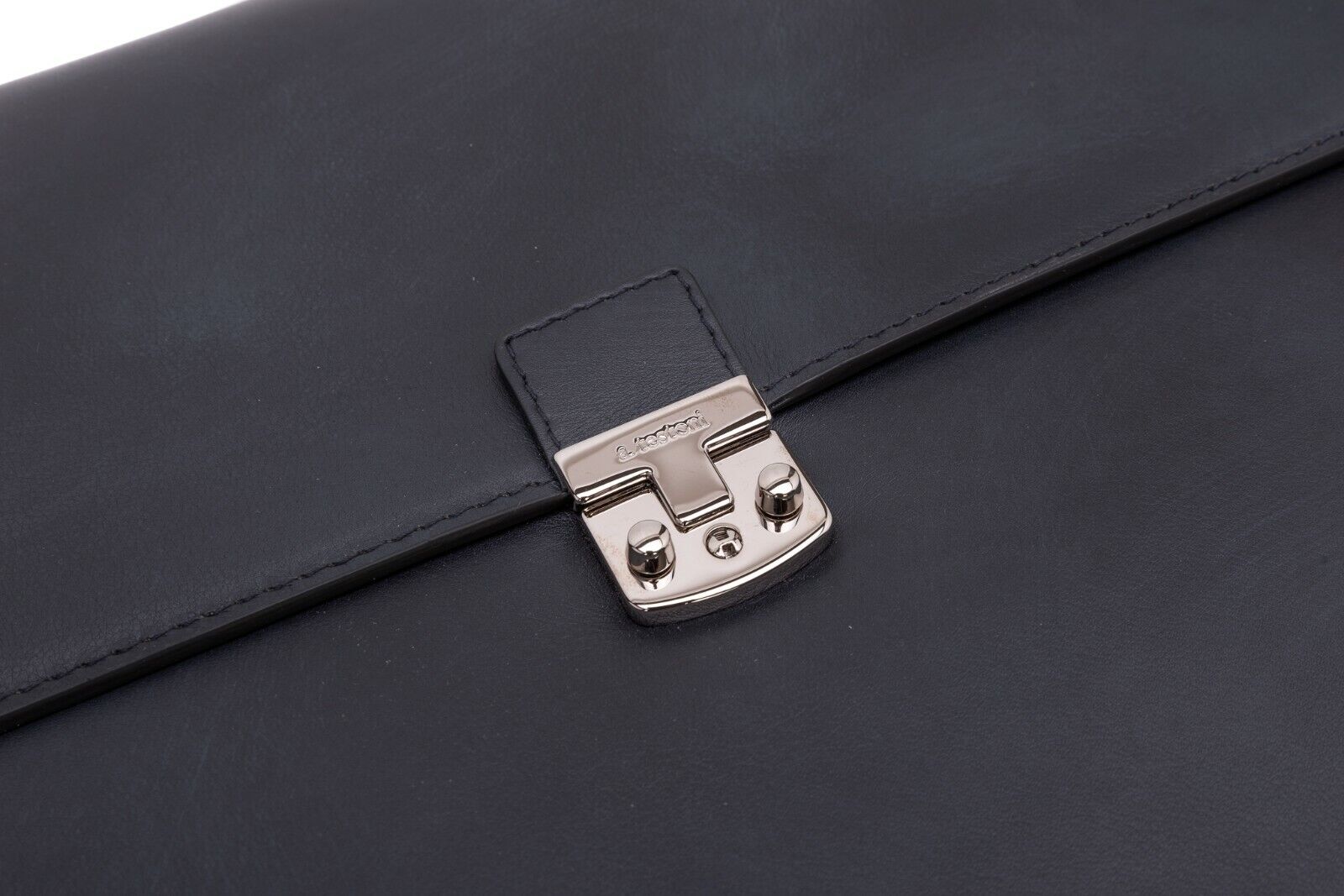$1390 Testoni Bologna Briefcase PC Case Luxury Black TAMPONATO Calf