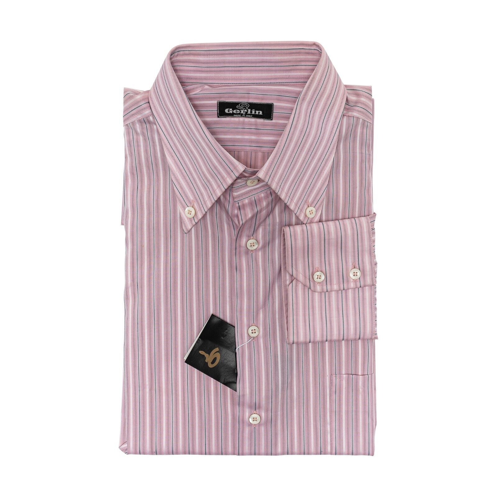 690$ LUXURY GERLIN Shirt Striped Pink ALUMO Cotton 16 - 41 8C BIJAN