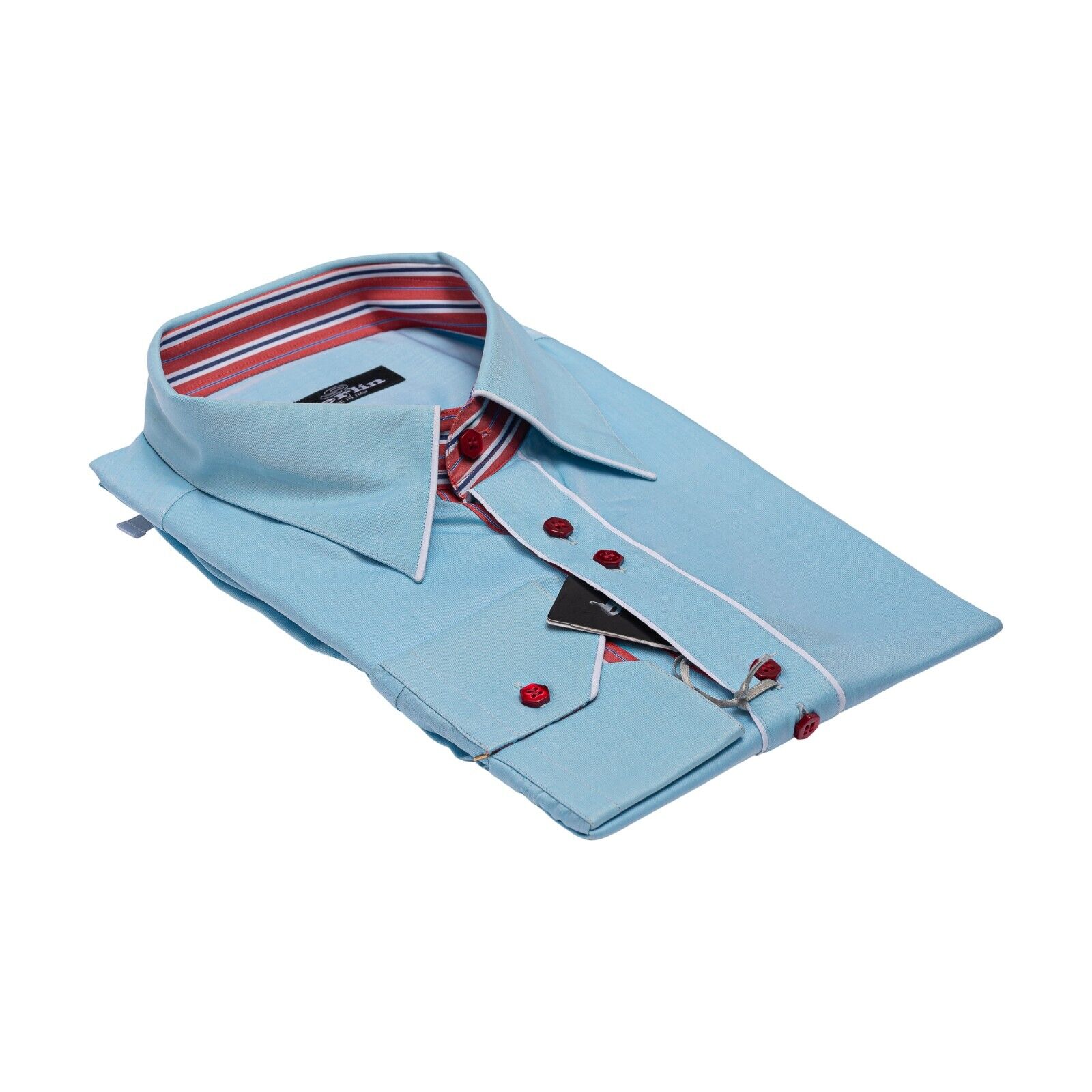690$ ITALIAN LUXURY GERLIN Shirt Sky Blue Cotton 16 - 41 3U BIJAN