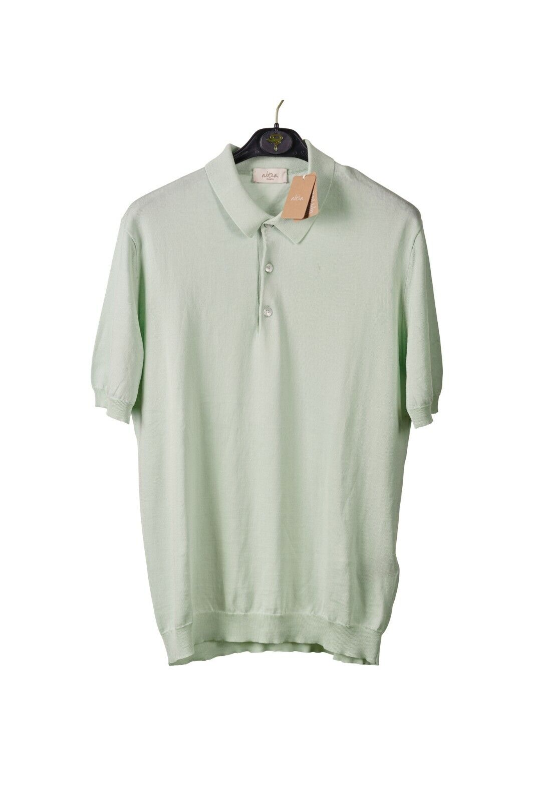 240$ Italian Luxury Knitwear GRAN SASSO Knit Polo Sweater "Fresh Cotton" Cèladon