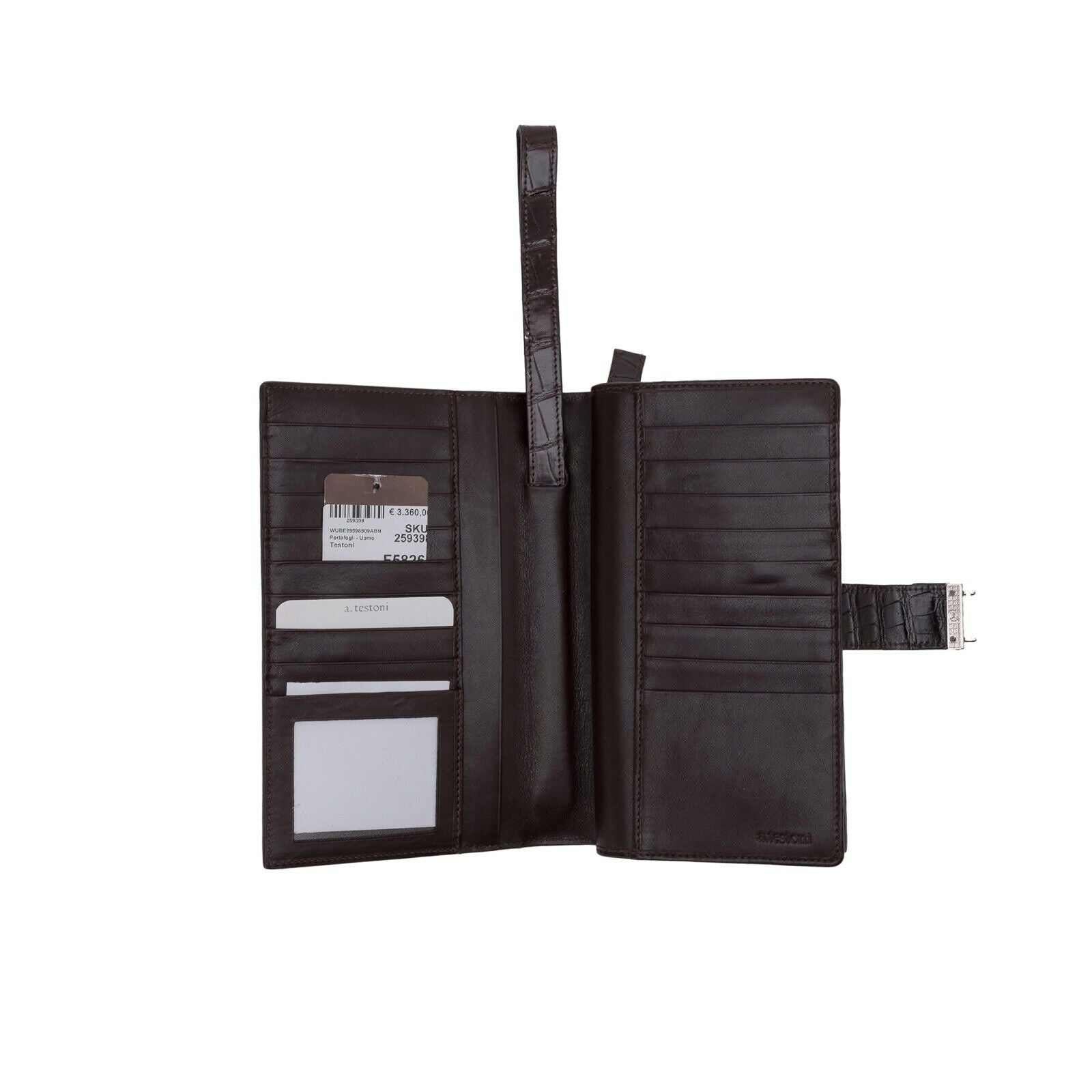 $4200 Testoni Bologna Chocolate Clutch Bag Travel Wallet Genuine Alligator