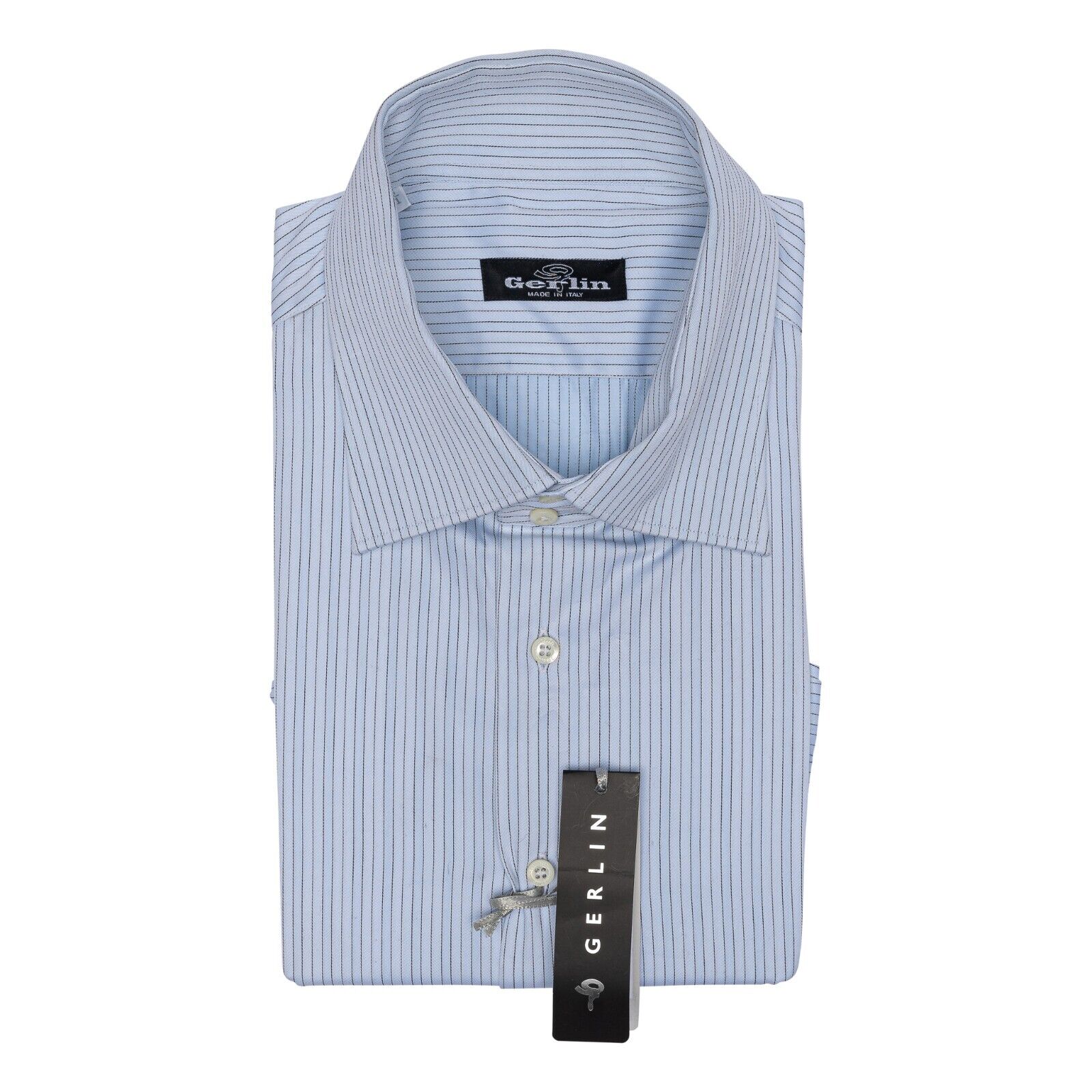690$ LUXURY GERLIN Shirt White Striped Twill Cotton 16 - 41   2AG ZILLI