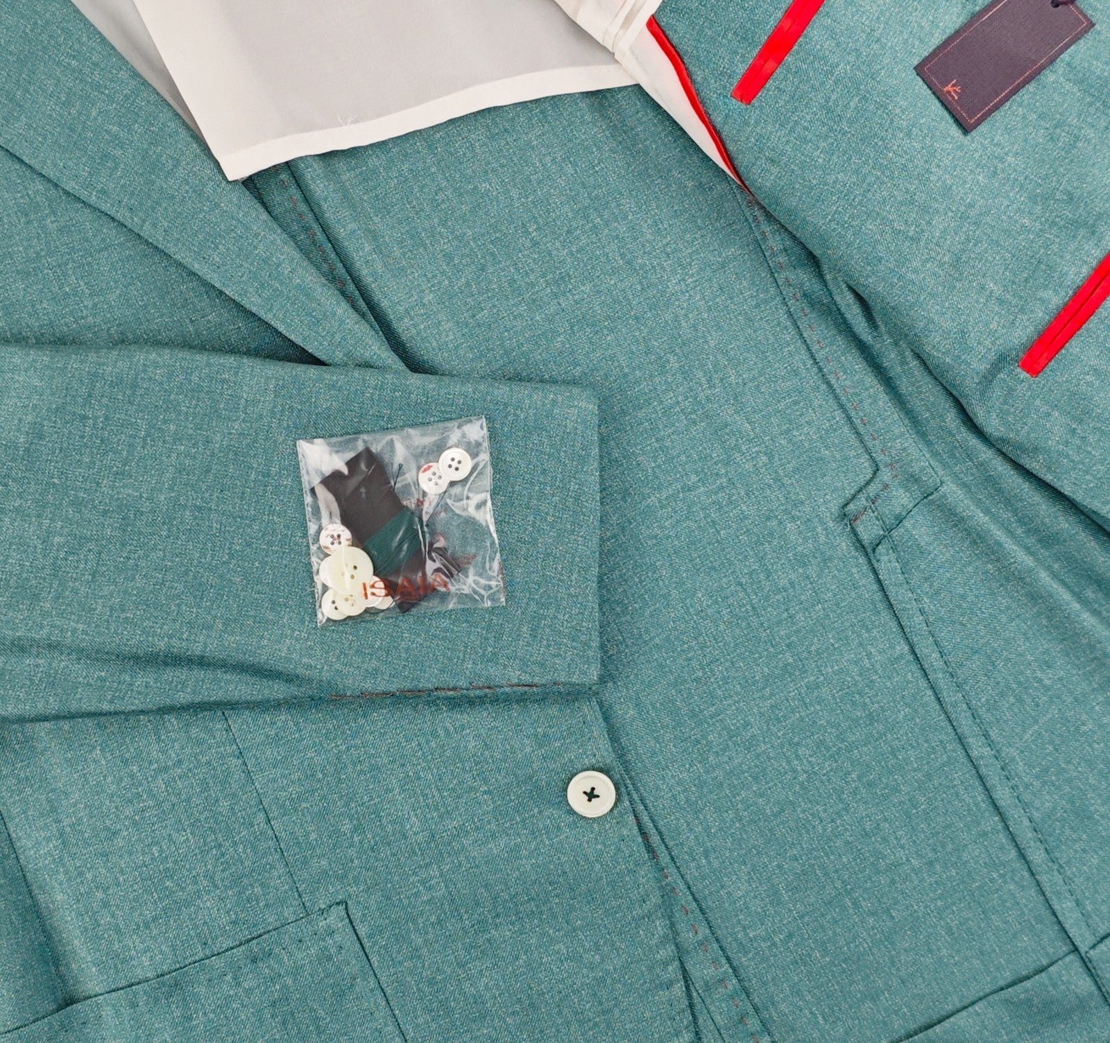 $5200 ISAIA NAPOLI "Shiny" Light Teal Blazer Sport Coat 100% Silk 44 US / 54 EU