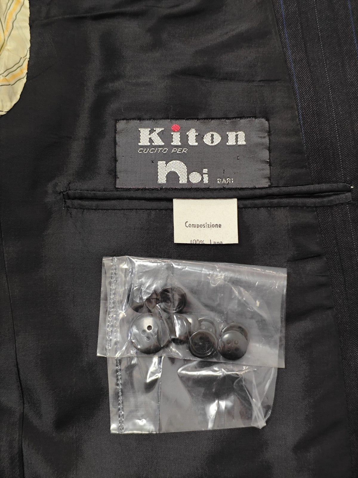 $4950 KITON NAPOLI Dark Gray Striped Handmade Suit Wool 44 US / 54 EU