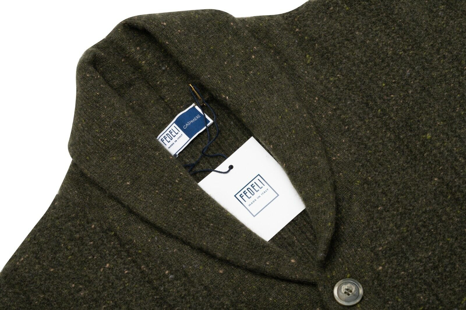 $1300 FEDELI CASHMERE Green Cardigan Thick 100% Cashmere Ribbed 40 US / 50 EU
