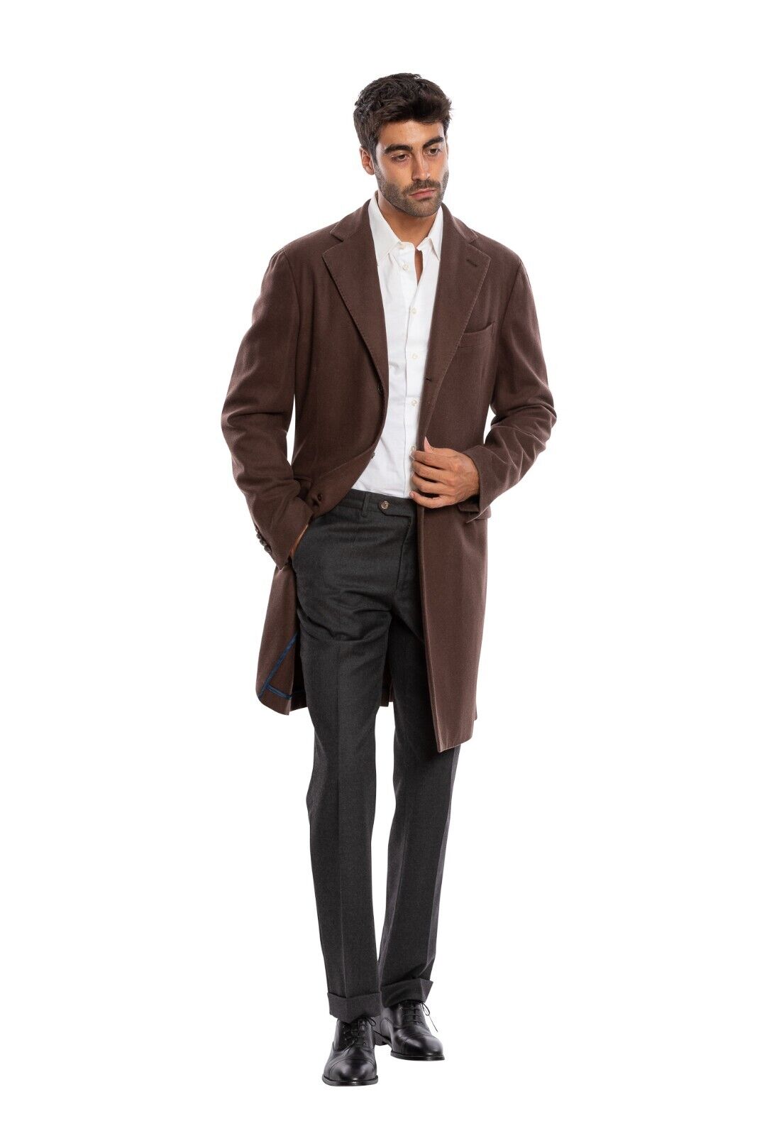 $1950 BOGLIOLI MILANO Dark Rust Long Coat K.Jacket Virgin Wool 38 US / 48 EU