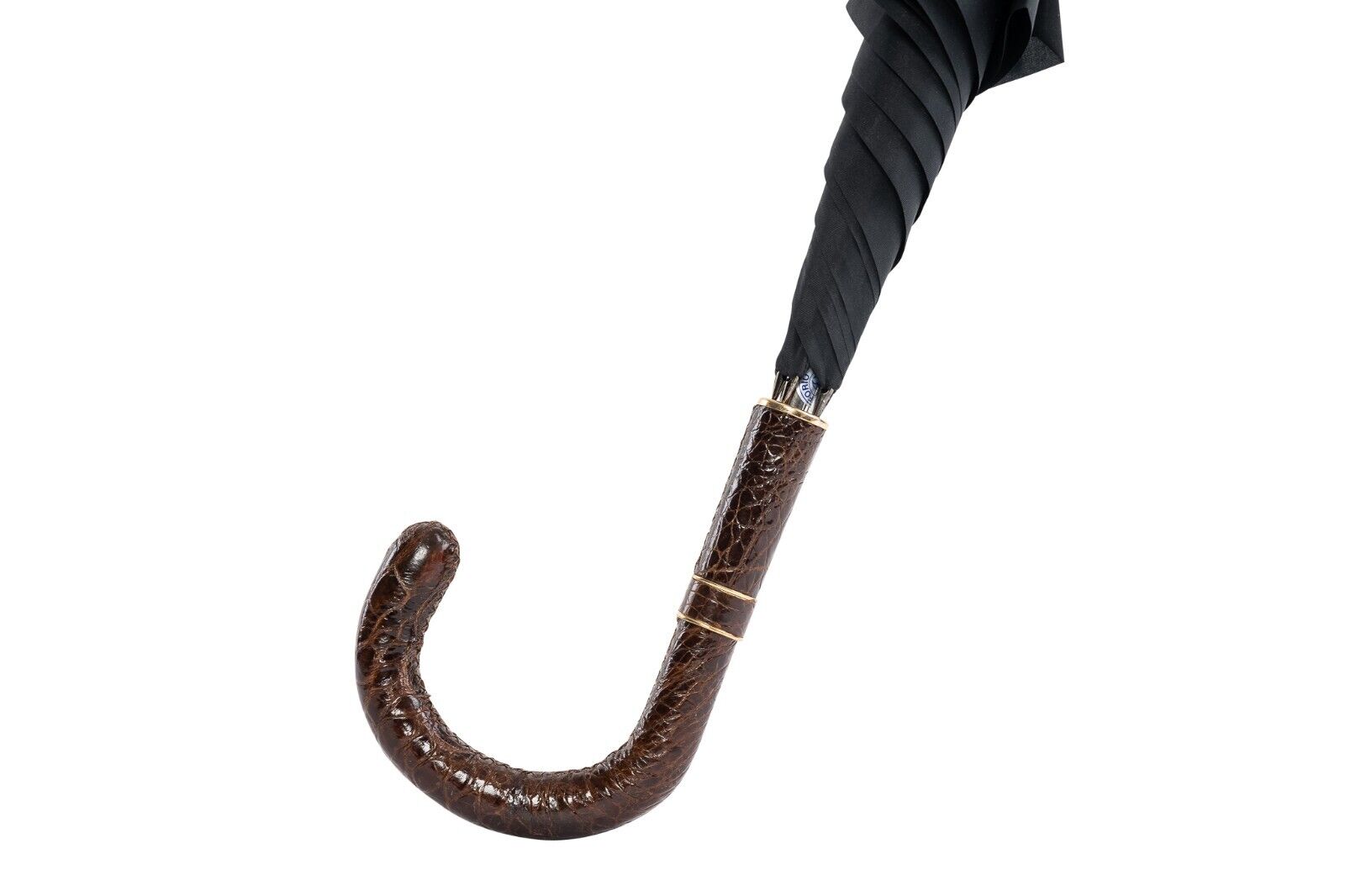 RARE MARIO TALARICO NAPOLI Umbrella Black Handmade 60's Handle in Turtle Leather