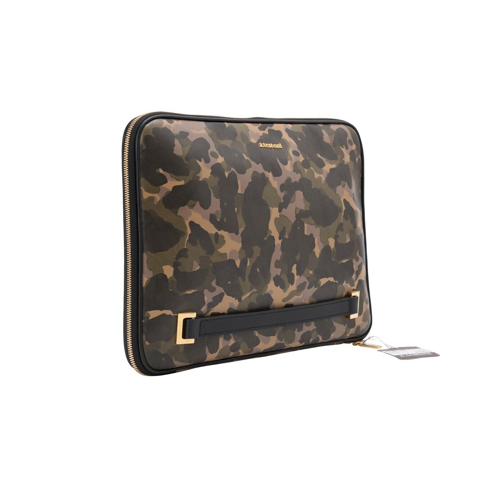 $620 Testoni Bologna Camouflage Calf Clutch Bag / Document Holder + PC case