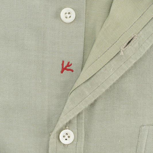710$ ISAIA NAPOLI "Mix" Dress Shirt Pocket Light Green Twill Cotton 15 - 38