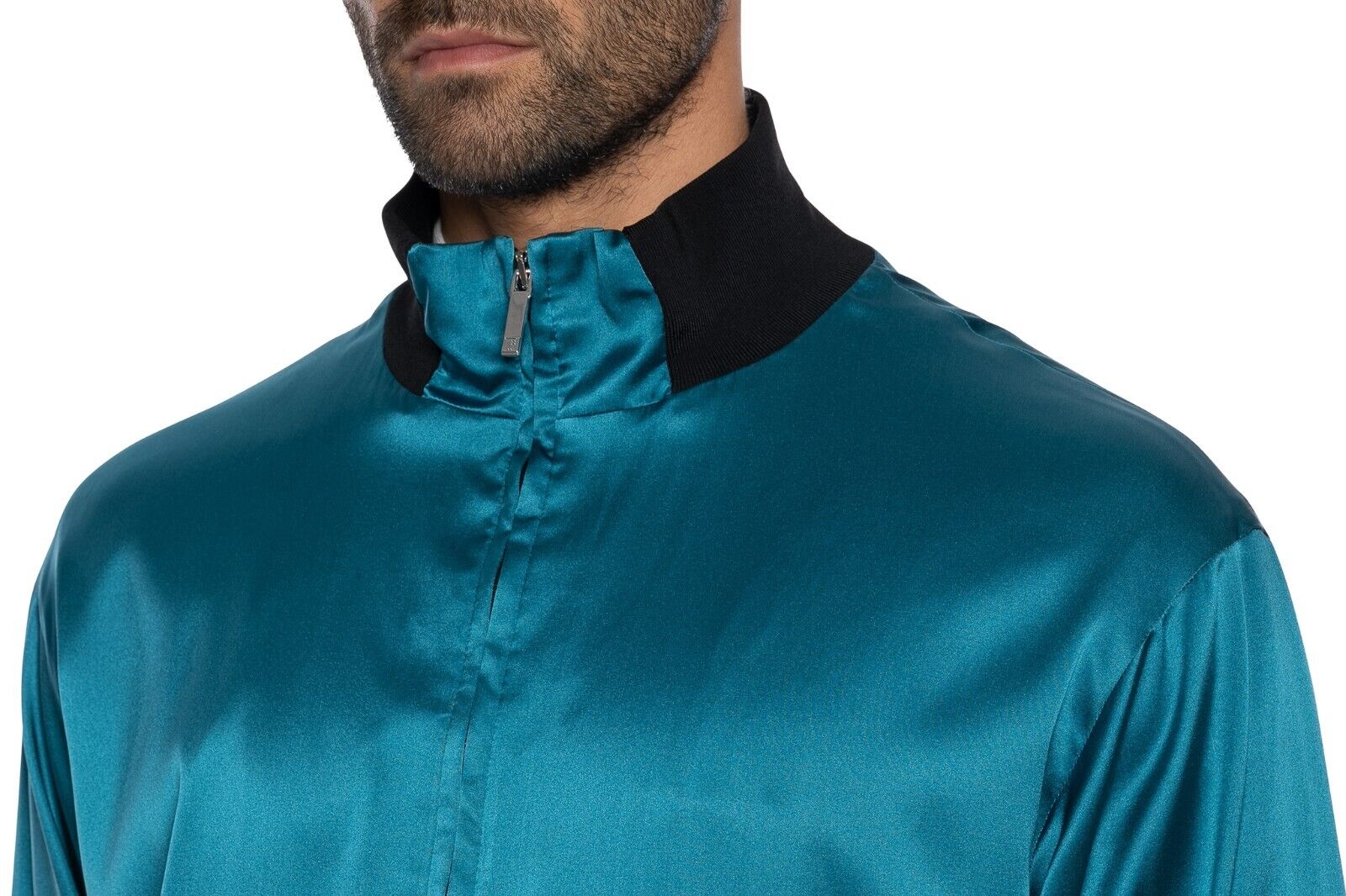 3500$ ITALO FERRETTI Tracksuit Jogging Suit Electric Blue 100% Silk Satin Size L