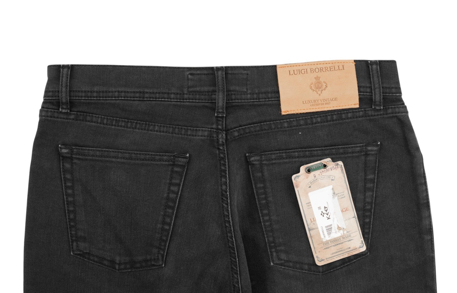 415$ LUIGI BORRELLI NAPOLI Charcoal 5 Pocket Jeans 35 US / 51 EU - Made in Italy