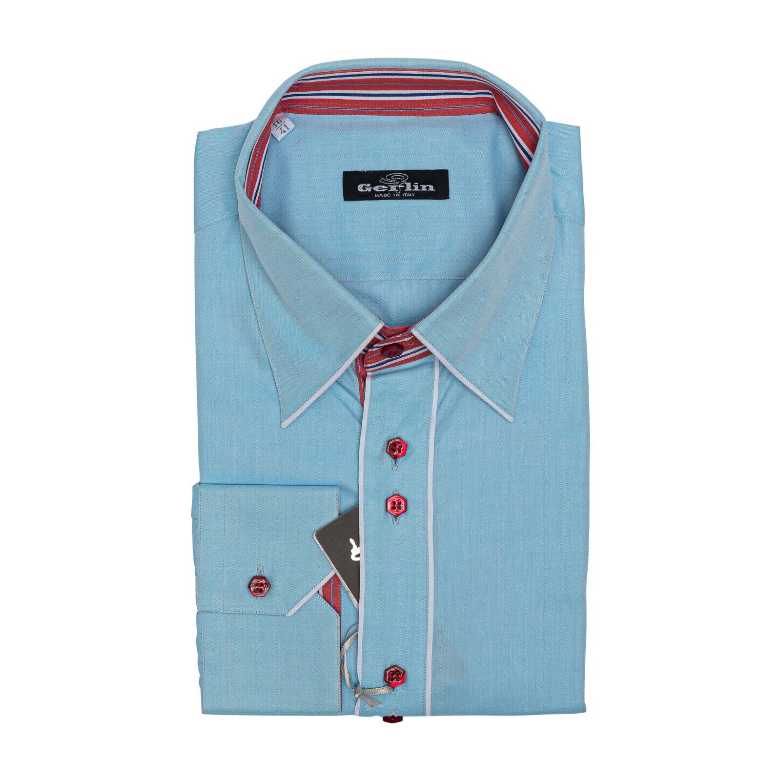 690$ ITALIAN LUXURY GERLIN Shirt Sky Blue Cotton 16 - 41 3U BIJAN