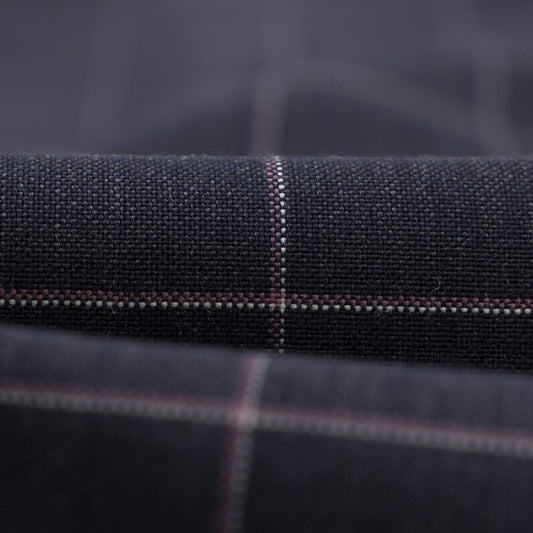 $6600 ISAIA "Capri" Suit Dark Blue - Pink Wool Windowpane 44 US / 54 EU 8R