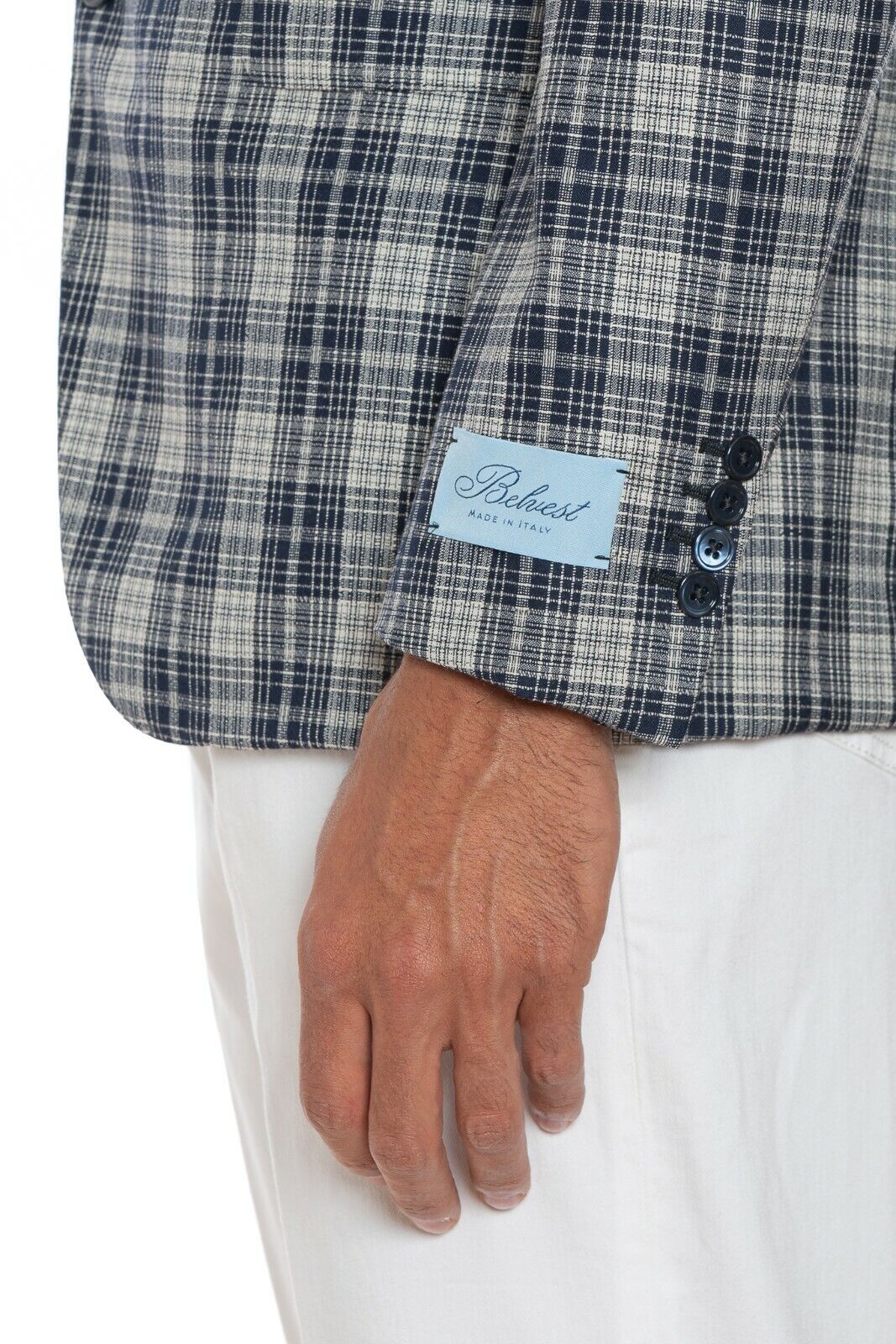 2240$ BELVEST Blue / Gray Sartorial Jacket Blazer Wool / Silk Checks Drop 8 Slim