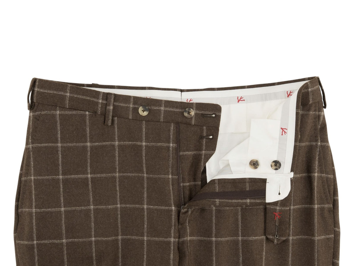 $6850 ISAIA NAPOLI "Capri" Brown Suit Hand-Sewn Black Sheep Wool Windowpane