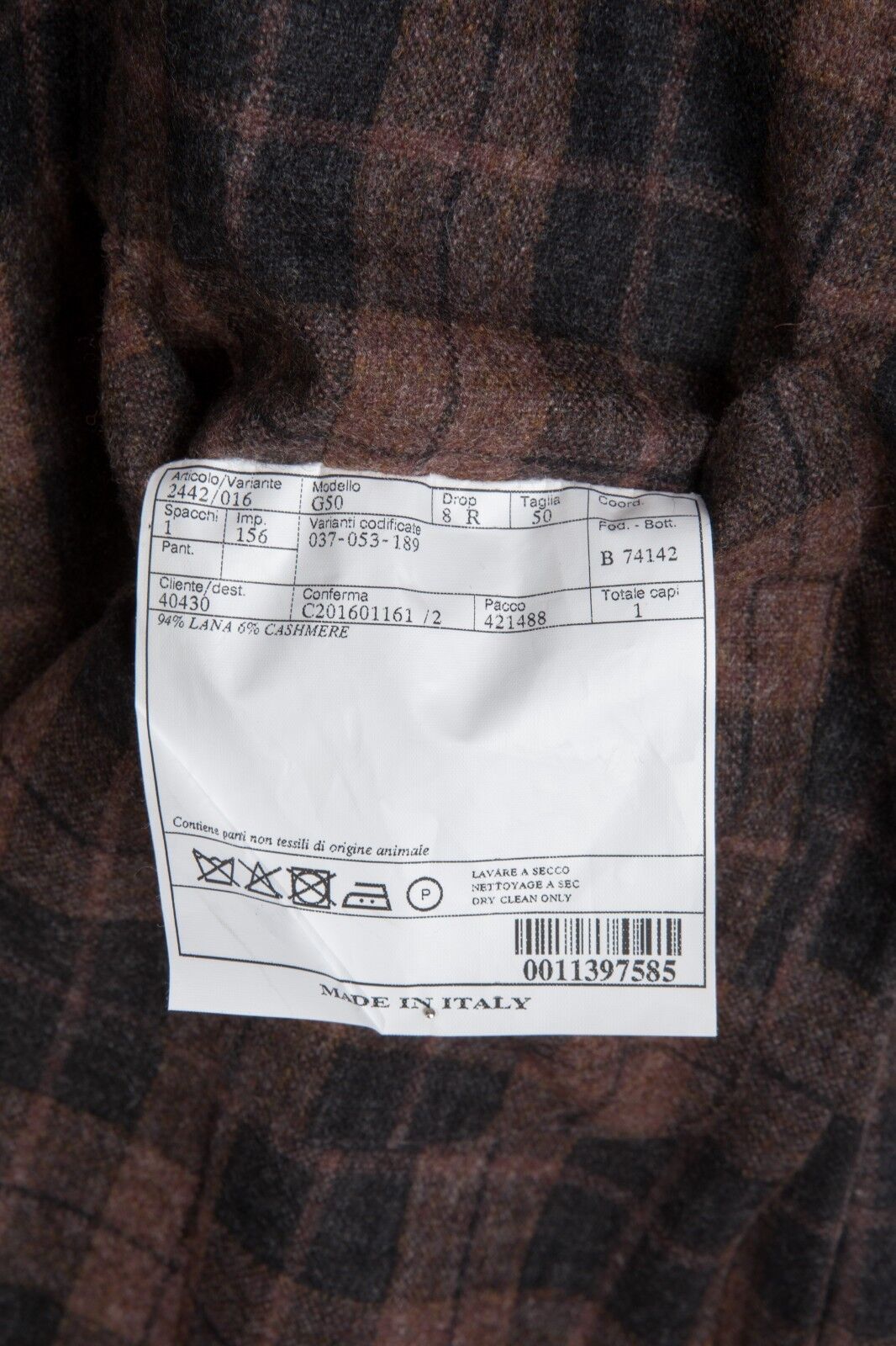 $1799 BELVEST Rust Wool Cashmere Check Jacket 40 US / 50 EU Drop 8R F/W 2018