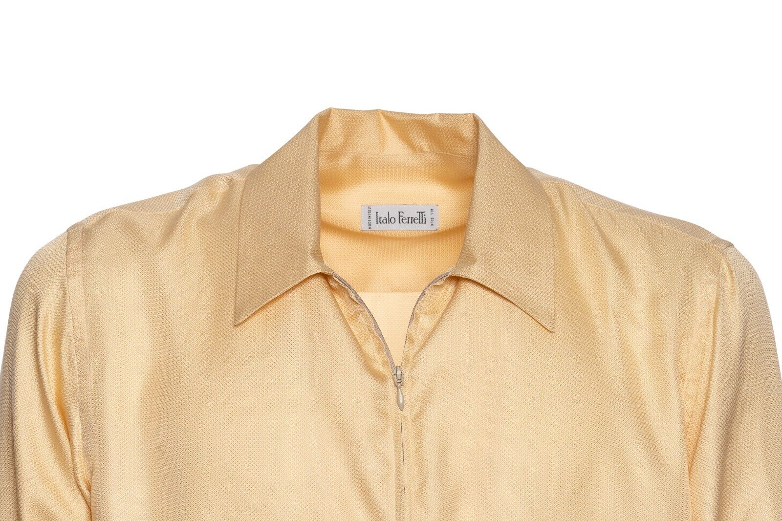 1400$ ITALO FERRETTI Jacket Shirt Full Zip 100% Silk COMO Size M BIJAN