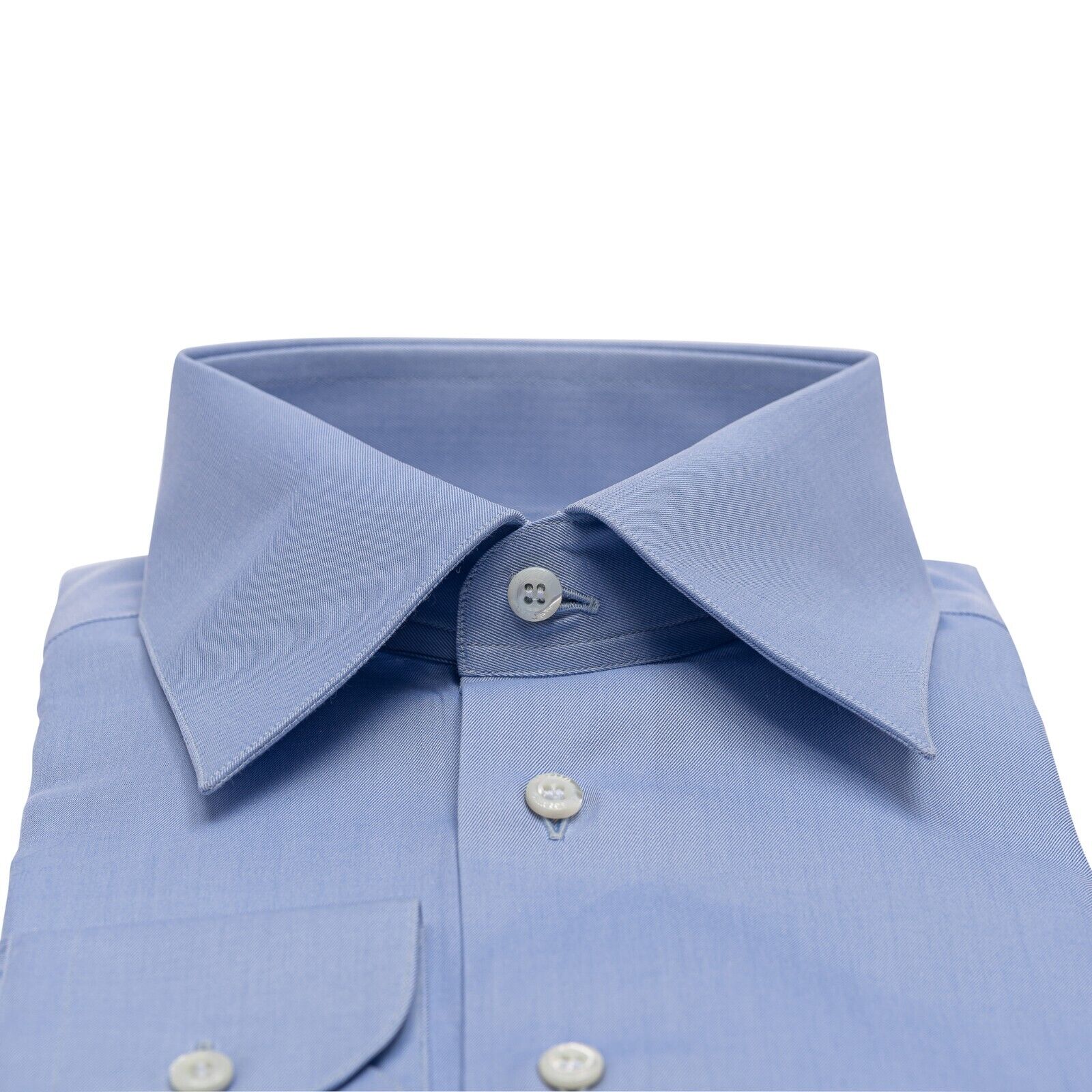 690$ LUXURY GERLIN Shirt Blue Point Collar Fine Cotton 1AH ZILLI
