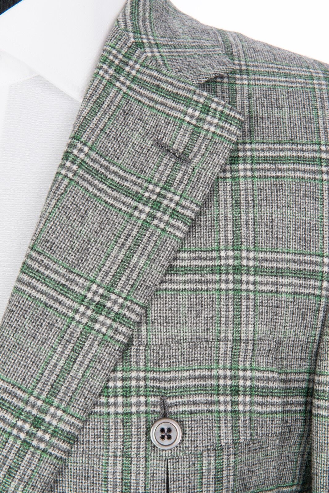 $2395 D'AVENZA Gray Wool Cashmere Windowpane Jacket Sewn in Italy 40 US / 50 EU