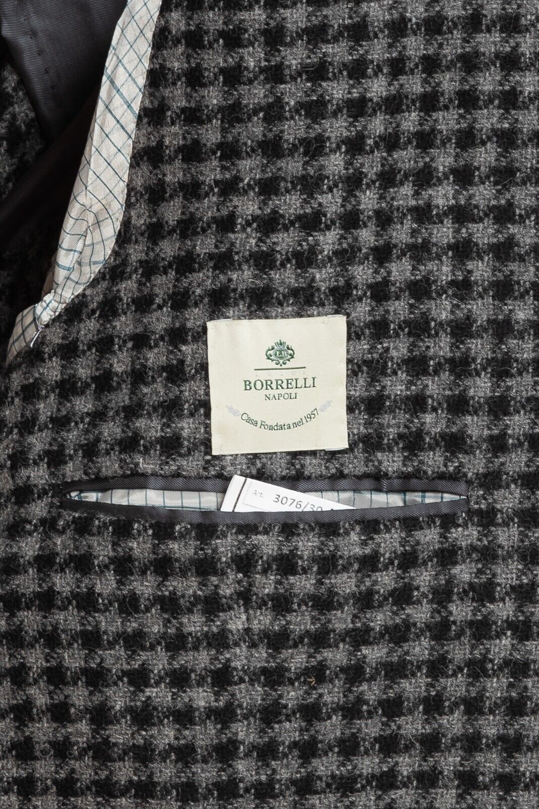 $2950 LUIGI BORRELLI NAPOLI Hand-Sewn Grey Coat Double Breasted Wool Cotton