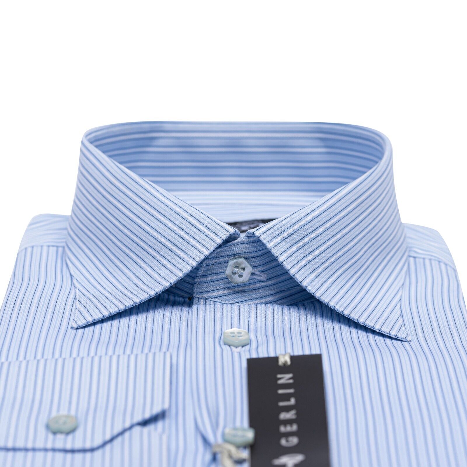 690$ LUXURY GERLIN Shirt Blue ALUMO Jacquard Cotton 16 - 41 2I BIJAN