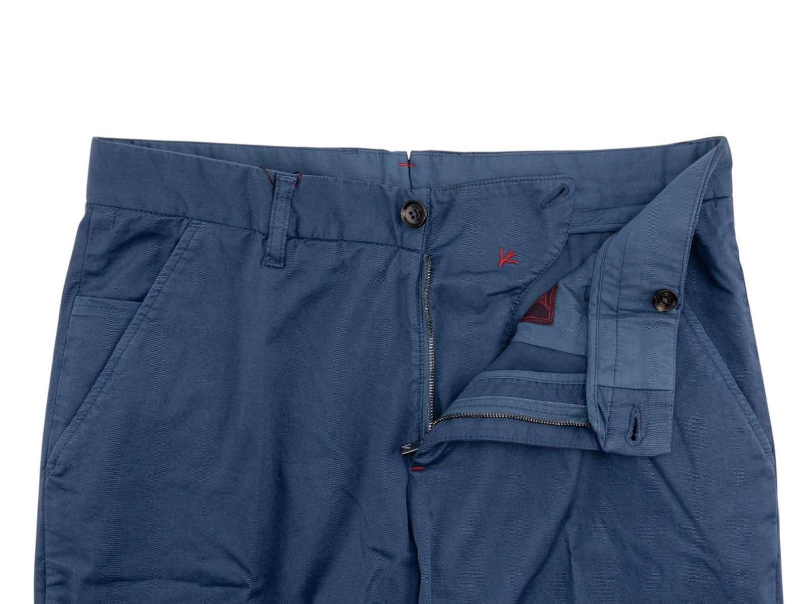720$ ISAIA NAPOLI Blue 5 Pockets Chino Pant Twill Cotton Slim-TaperedFit