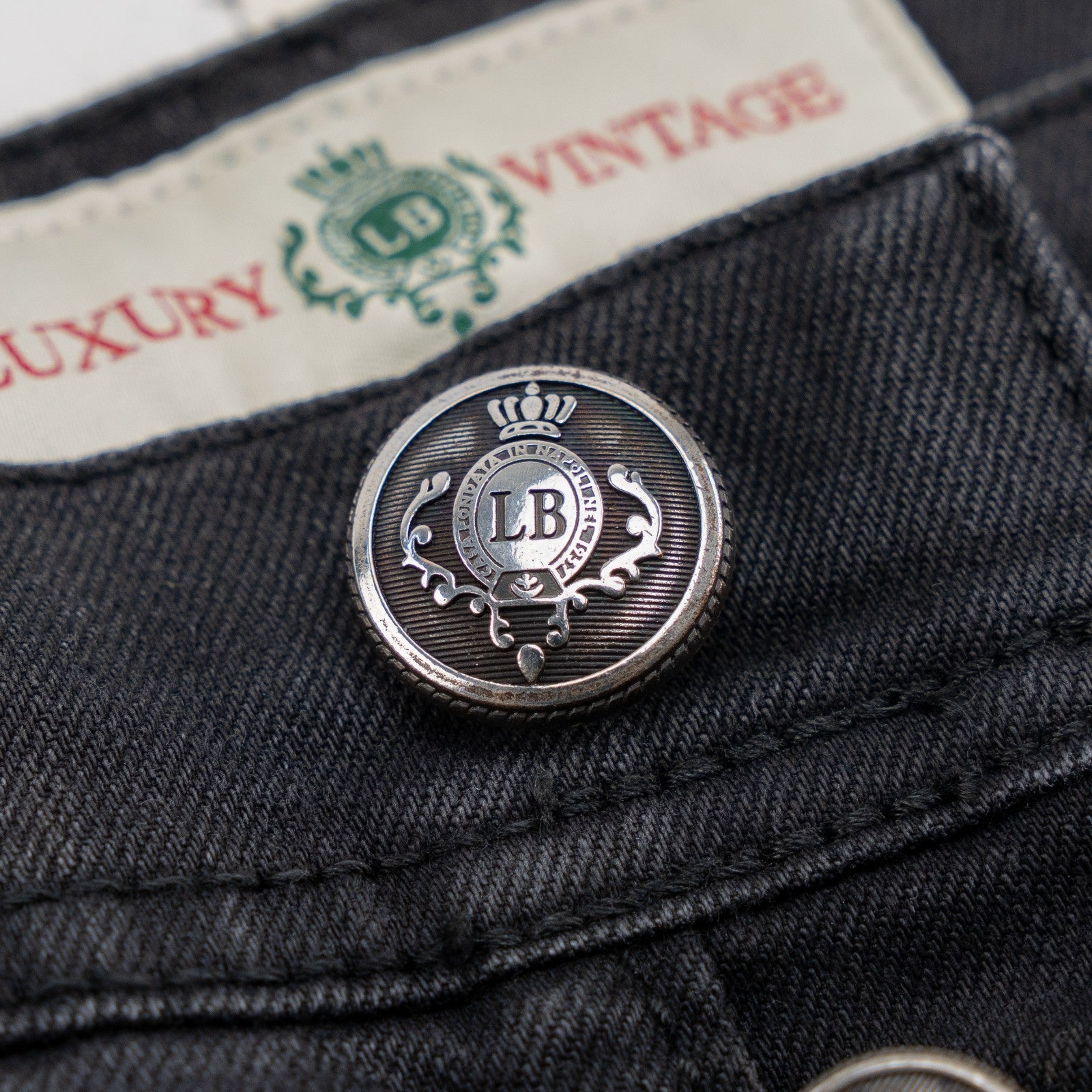 415$ LUIGI BORRELLI NAPOLI Solid Black Denim Jeans Pant Cotton 31 US / 47 EU