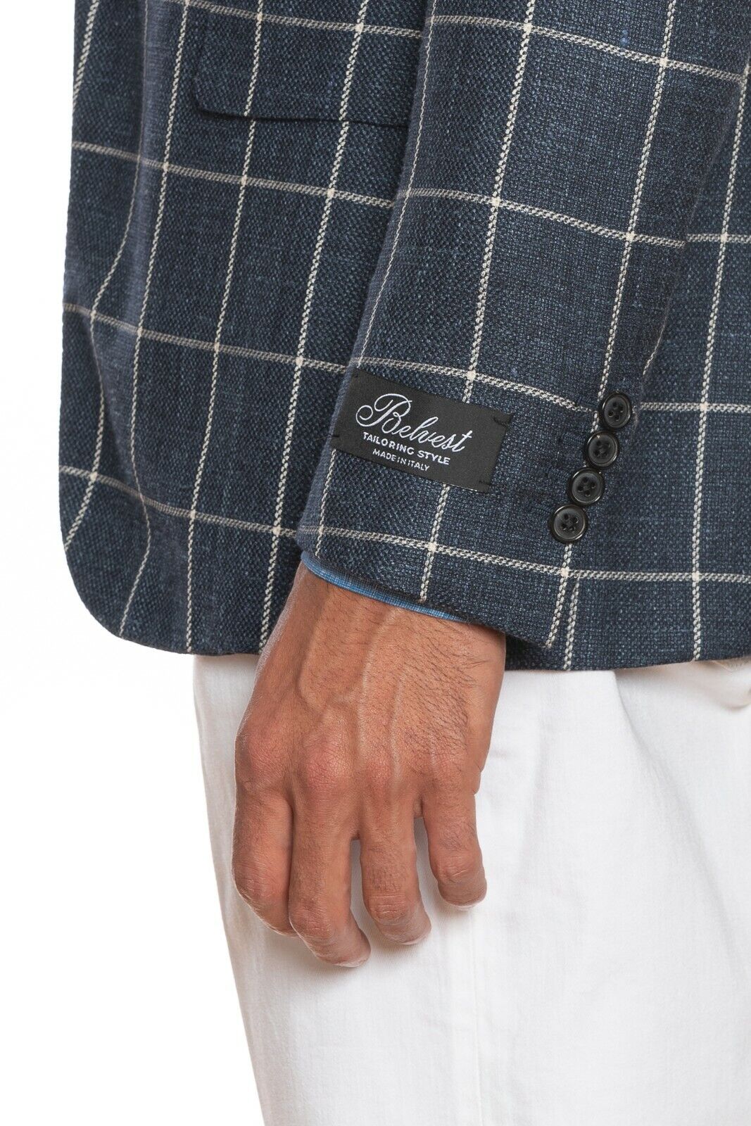 2200$ BELVEST Jacket Blue Checks Wool Silk Linen Drop 7 JACKETINTHEBOX Edition