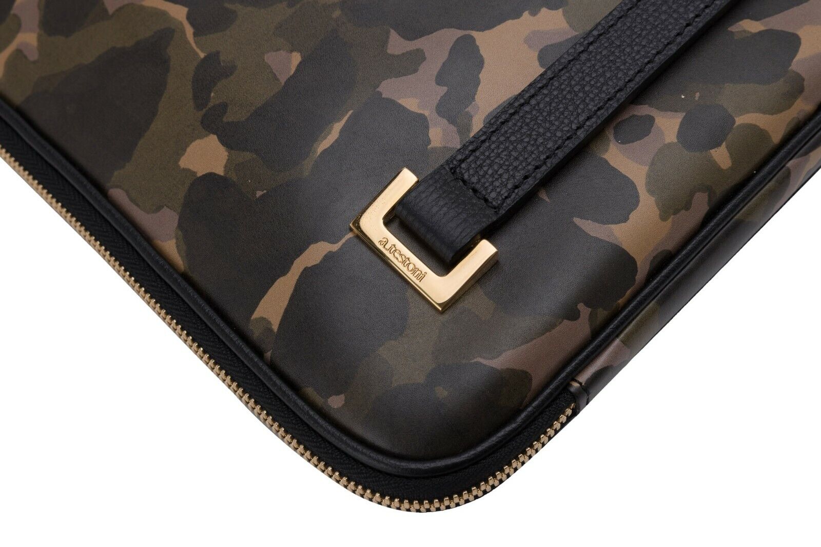 $620 Testoni Bologna Camouflage Calf Clutch Bag / Document Holder + PC case